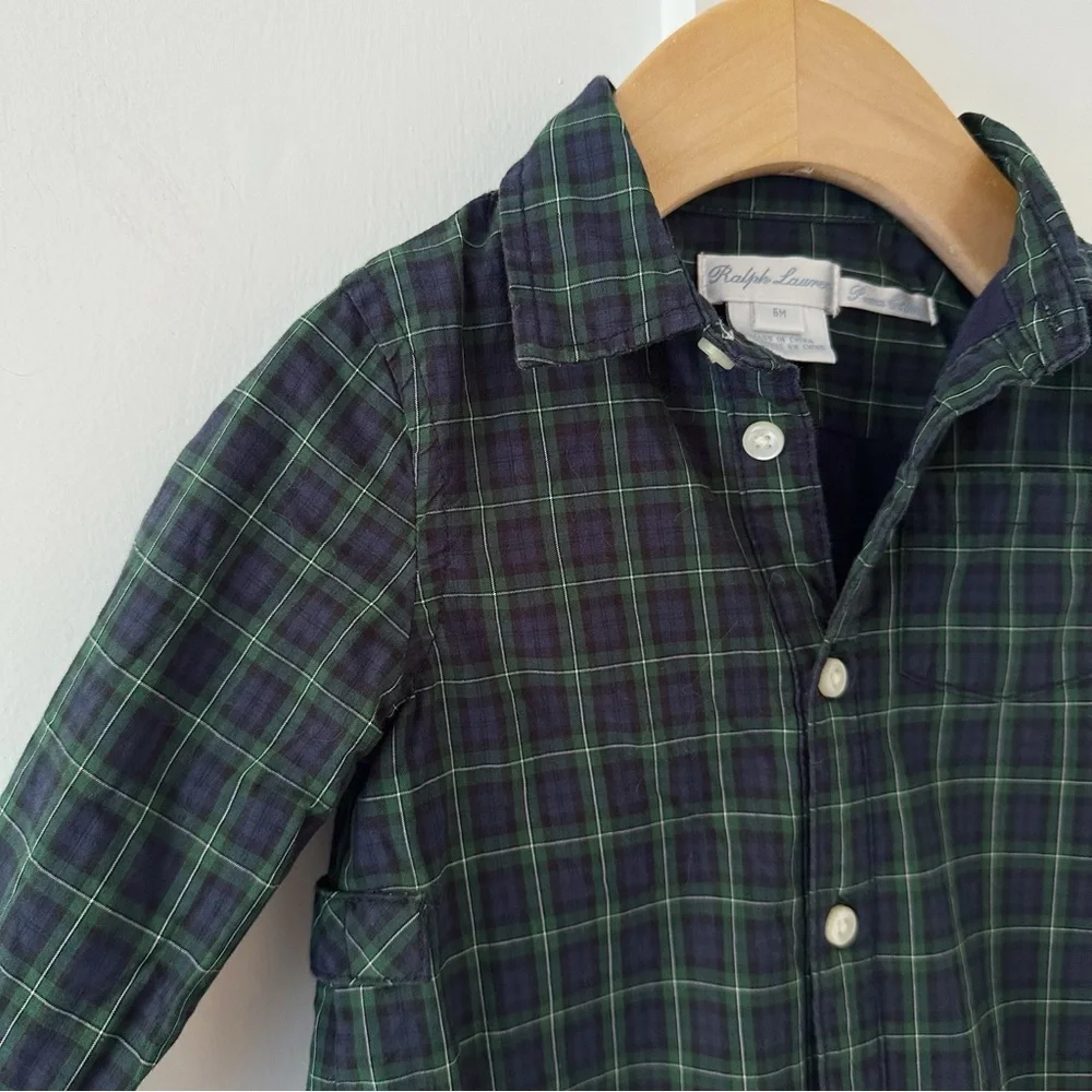 RALPH LAUREN green tartan romper